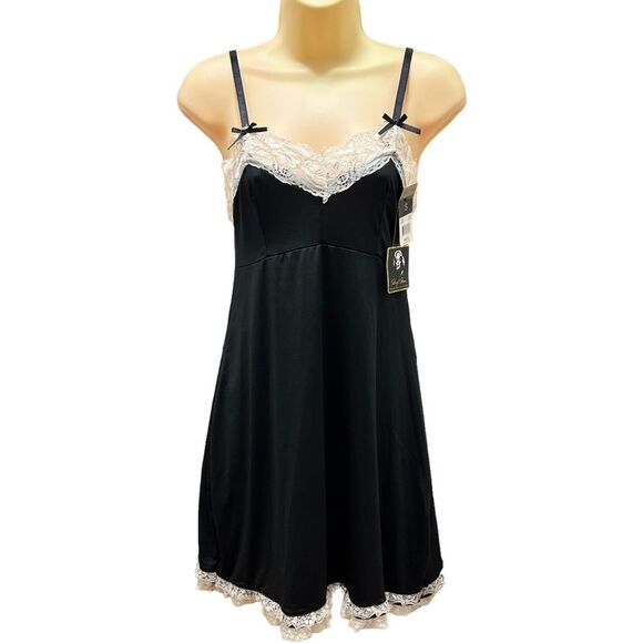 Marilyn Monroe Small Black Babydoll Nighty Negligee Teddy NWT With Lace Slip - Picture 1 of 12